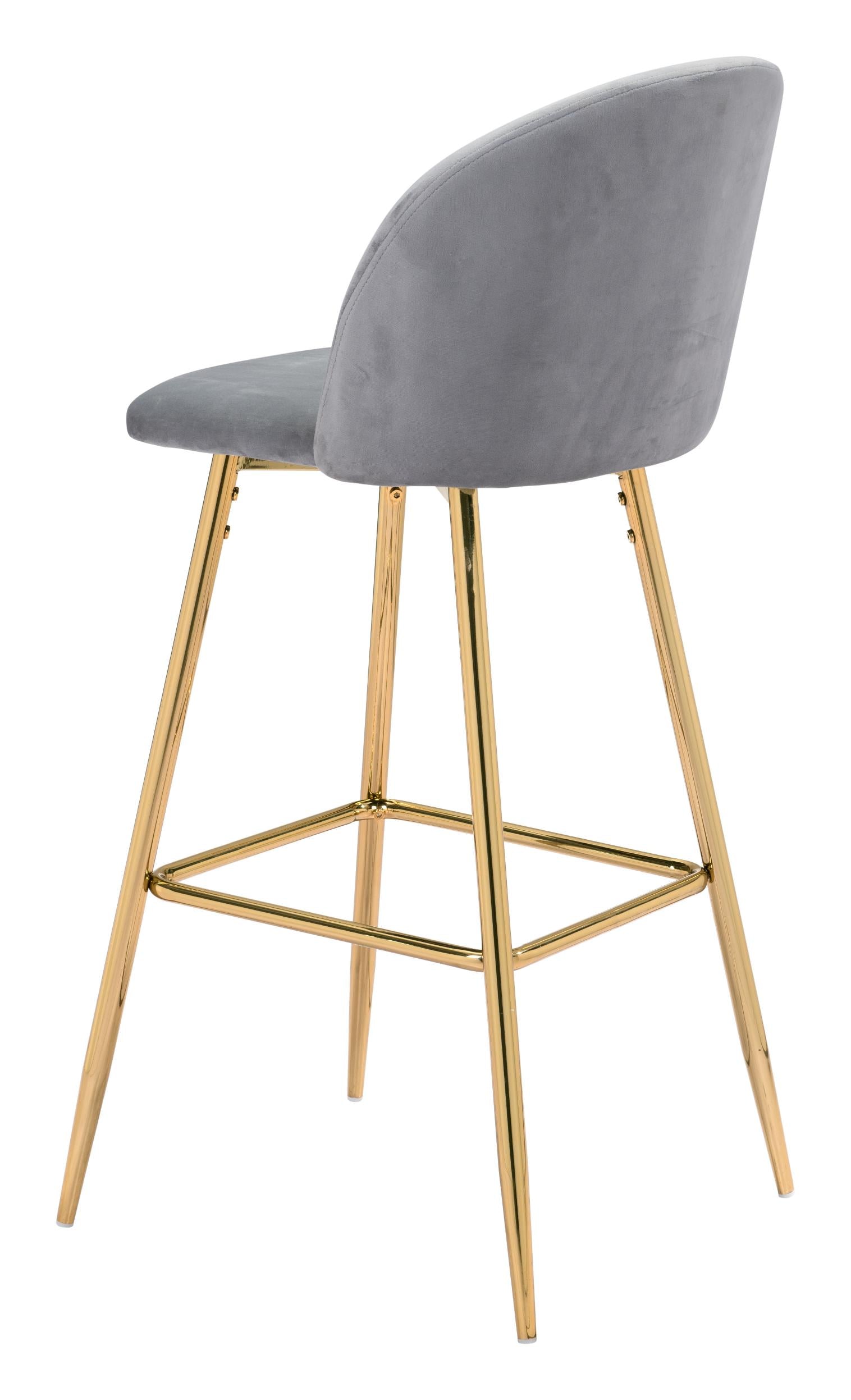 Zuo Modern Cozy Barstool Gray and Gold