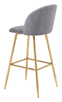 Zuo Modern Cozy Barstool Gray and Gold