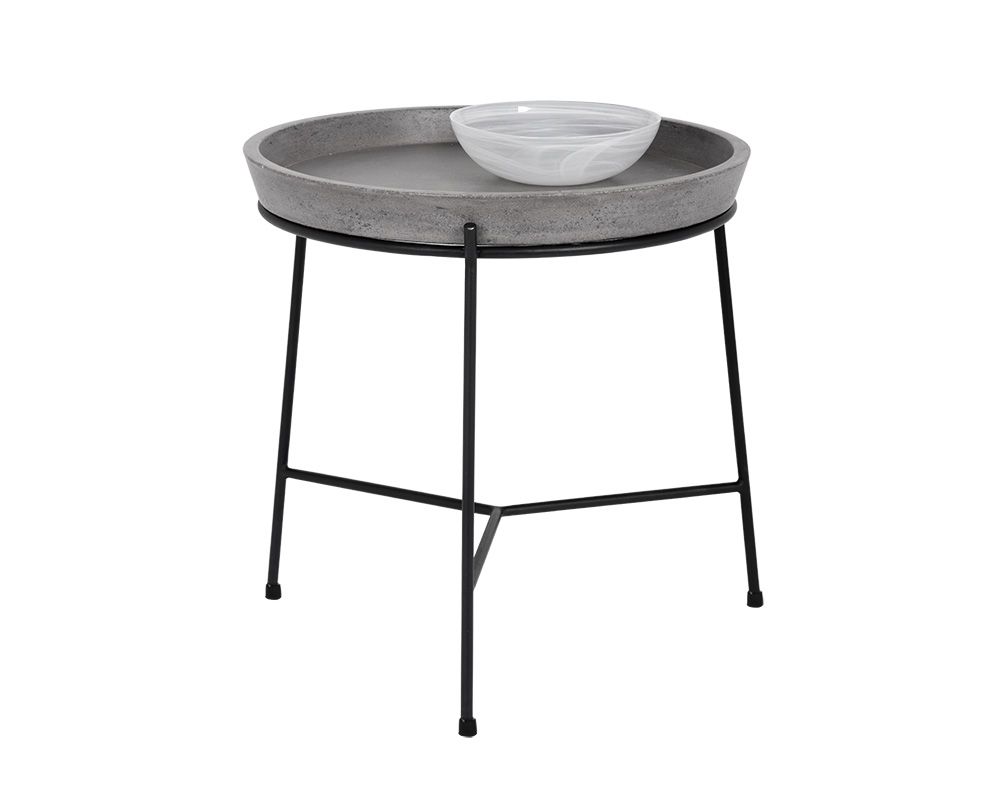 Sunpan Remy End Table - Black-Grey / Antique Brass-White