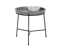 Sunpan Remy End Table - Black-Grey / Antique Brass-White