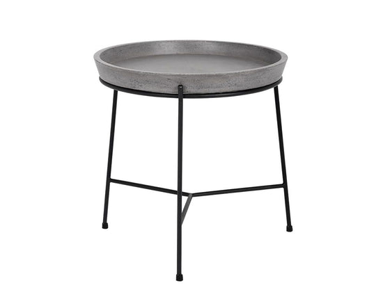 Sunpan Remy End Table - Black-Grey / Antique Brass-White