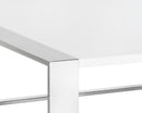 Sunpan Dalton Coffee Table - Square in High Gloss White and Stainless Steel Frame