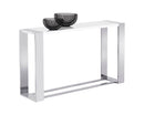 Sunpan Dalton Console Table in High Gloss White and Stainless Steel