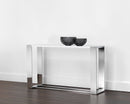 Sunpan Dalton Console Table in High Gloss White and Stainless Steel