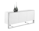 Sunpan Dalton Sideboard in High Gloss White and Stainless Steel Frame