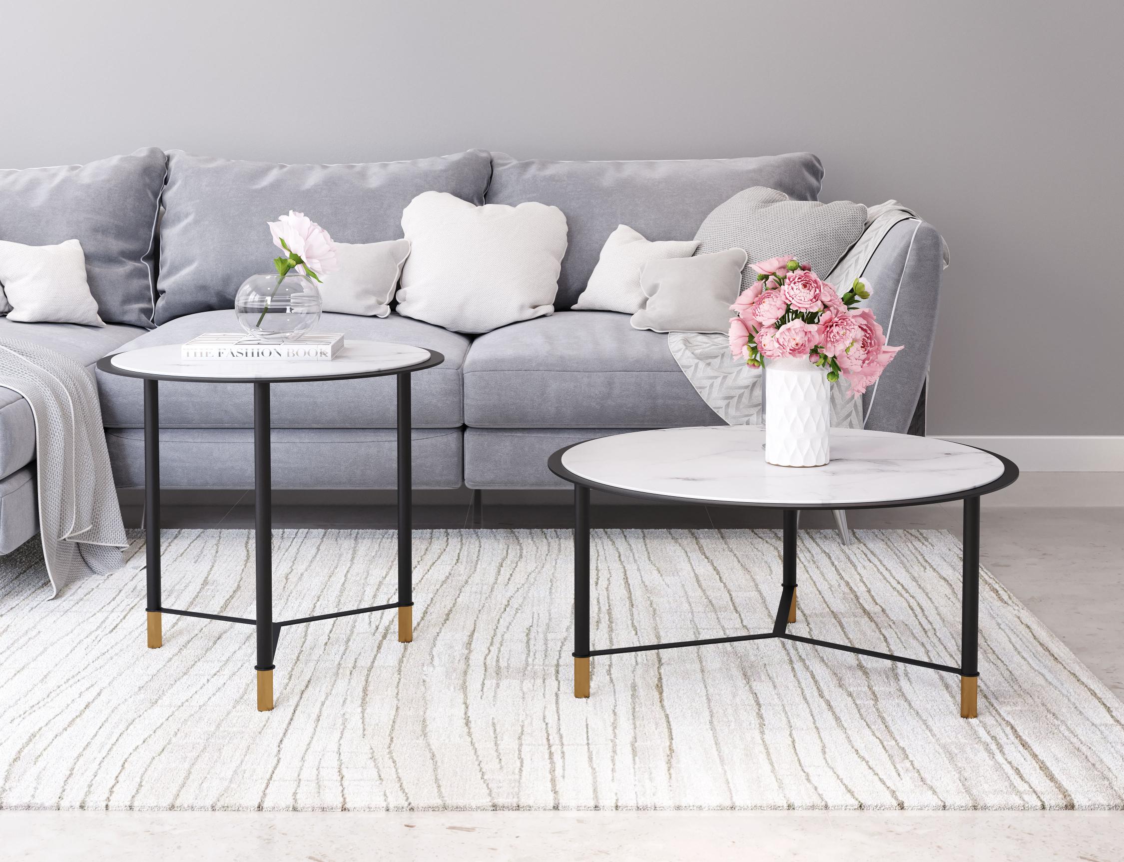 Zuo Modern Davis Coffee Table Set in White and Black - Set of 2