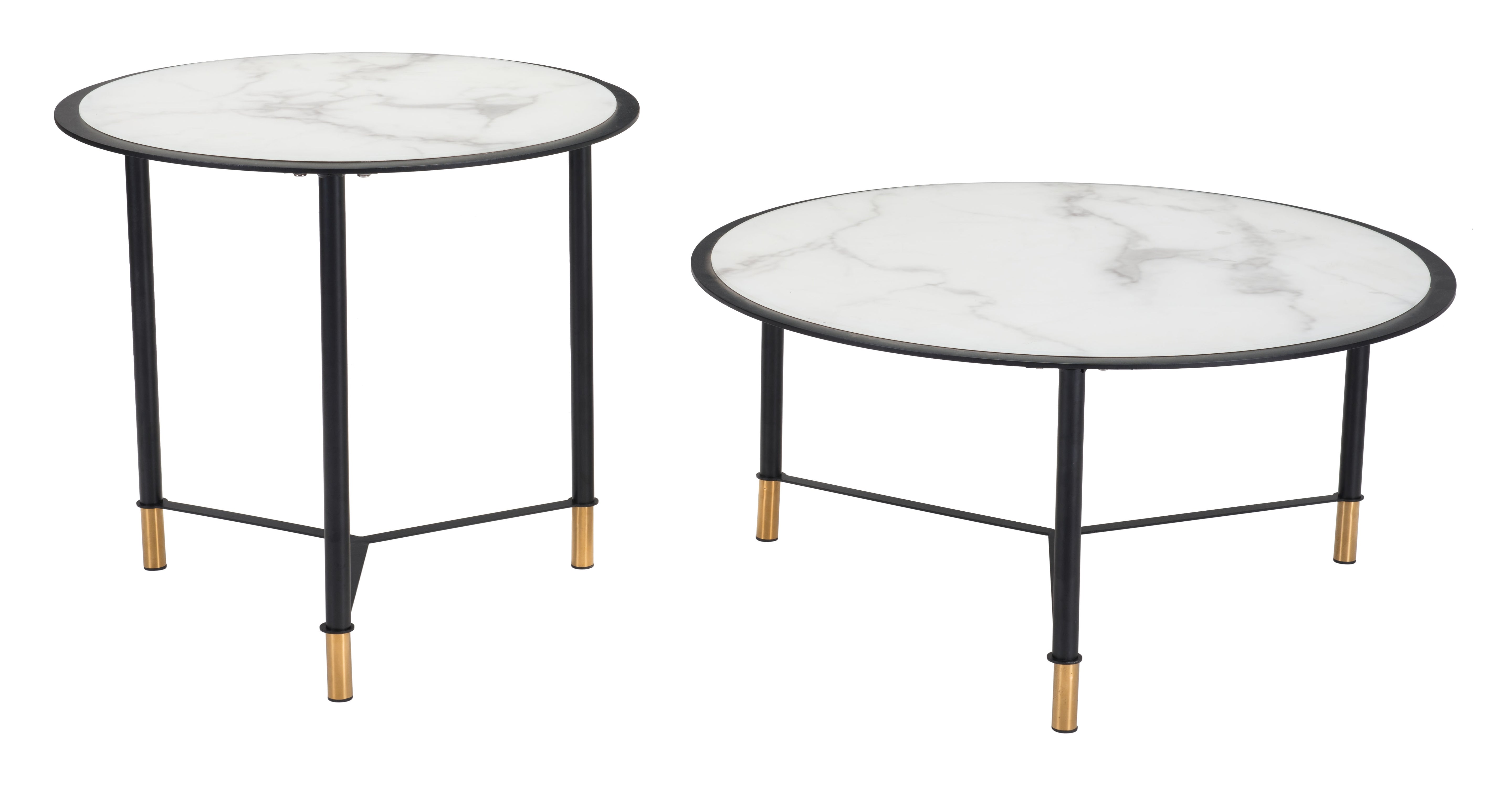 Zuo Modern Davis Coffee Table Set in White and Black - Set of 2