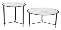 Zuo Modern Davis Coffee Table Set in White and Black - Set of 2