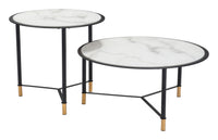 Zuo Modern Davis Coffee Table Set in White and Black - Set of 2