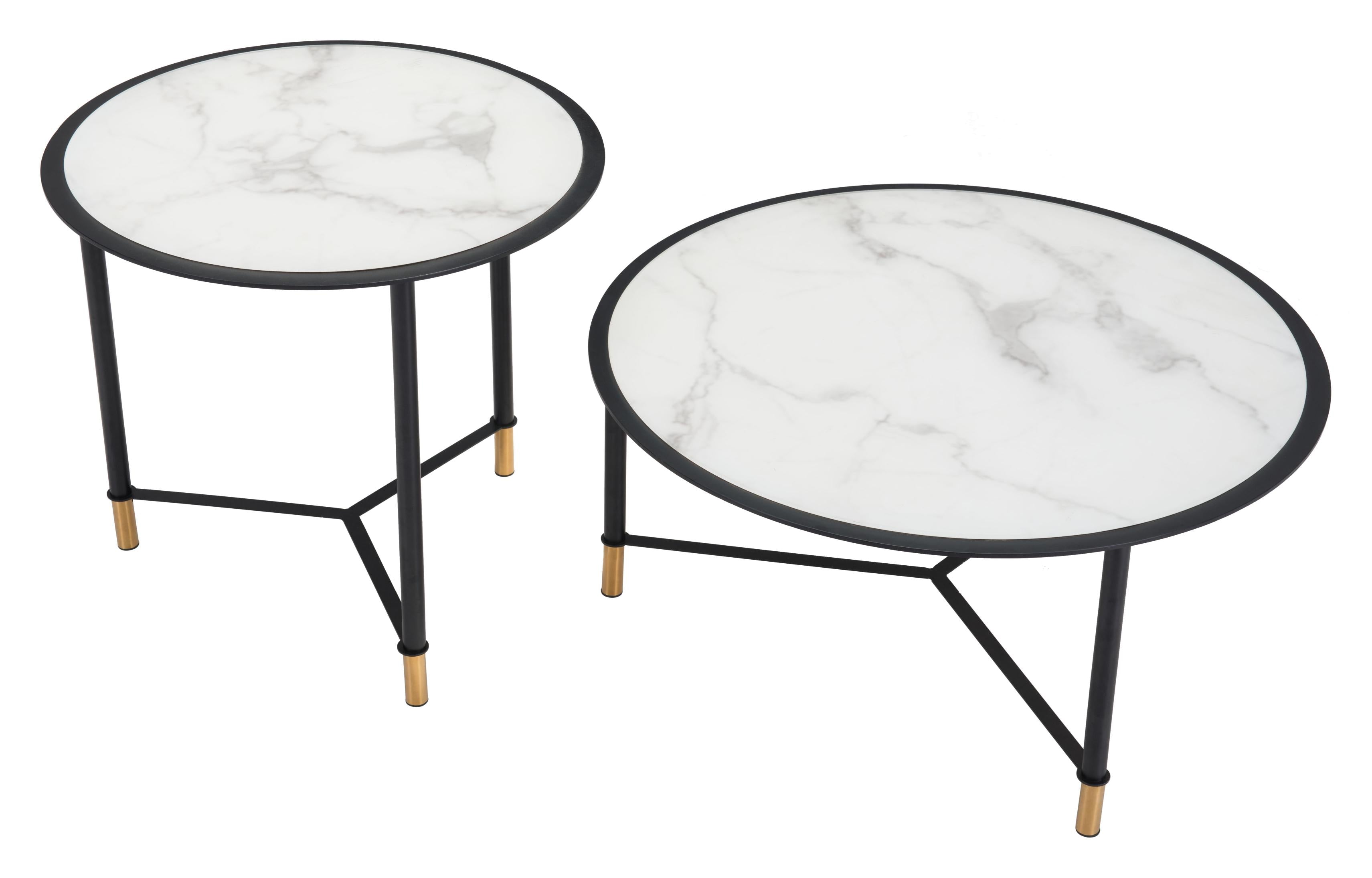 Zuo Modern Davis Coffee Table Set in White and Black - Set of 2