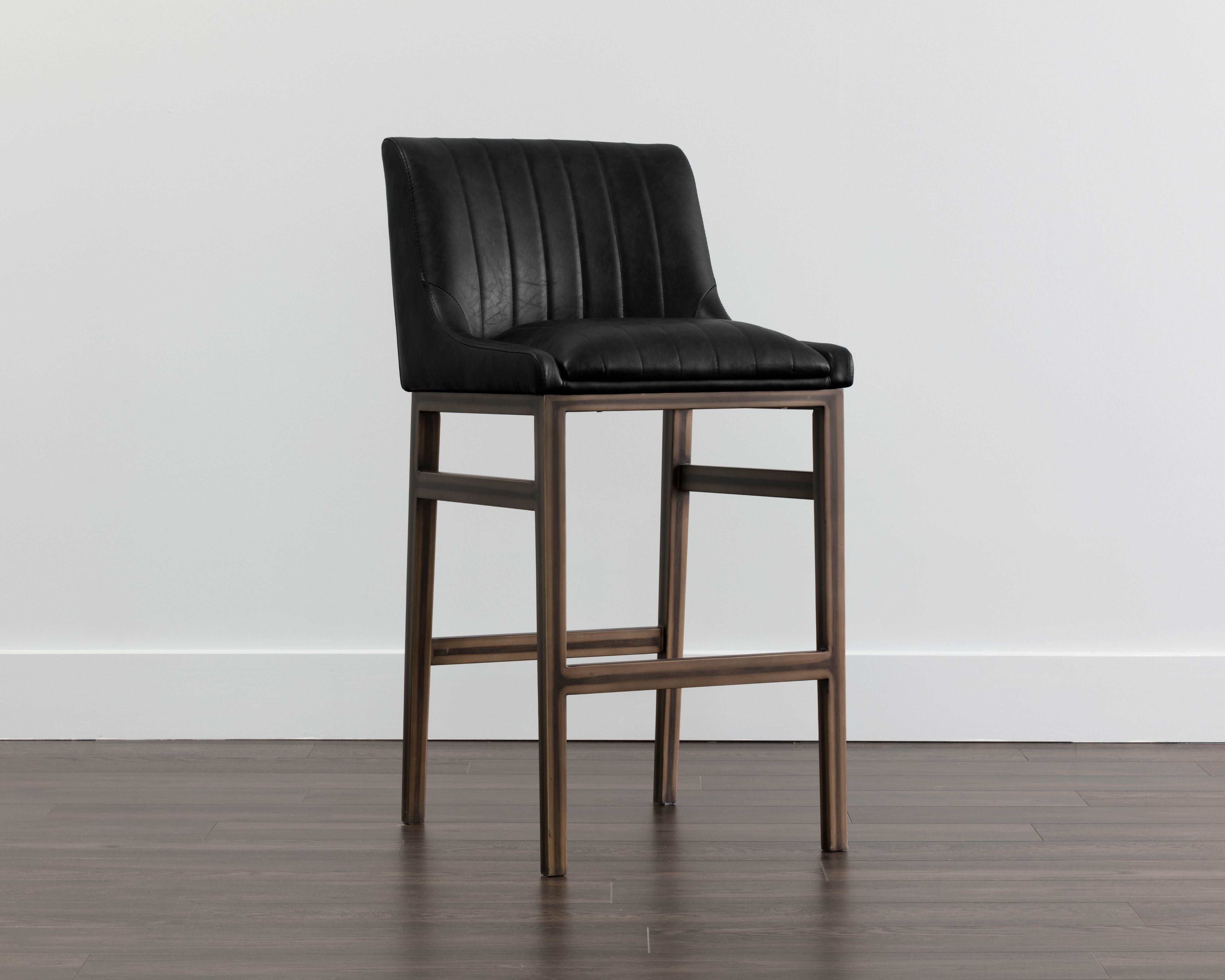 Sunpan Halden Barstool in Vintage Black/Blue/Cognac