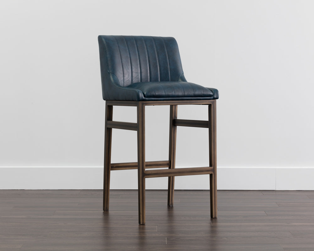 Sunpan Halden Barstool - Bravo Cream/Bravo Metal/Vintage Black/Vintage Blue/Vintage Cognac