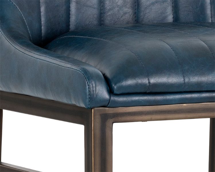 Sunpan Halden Barstool in Vintage Black/Blue/Cognac