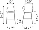 Zuo Modern Tony Counter Stool in Green/Yellow/Red and Gold