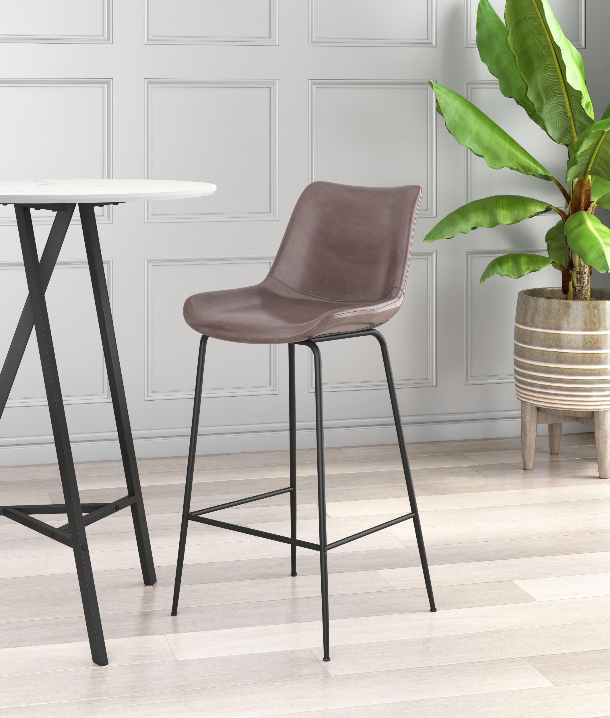 Zuo Modern Byron Barstool in Brown/Gray/White