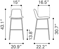 Zuo Modern Byron Barstool in Brown/Gray/White