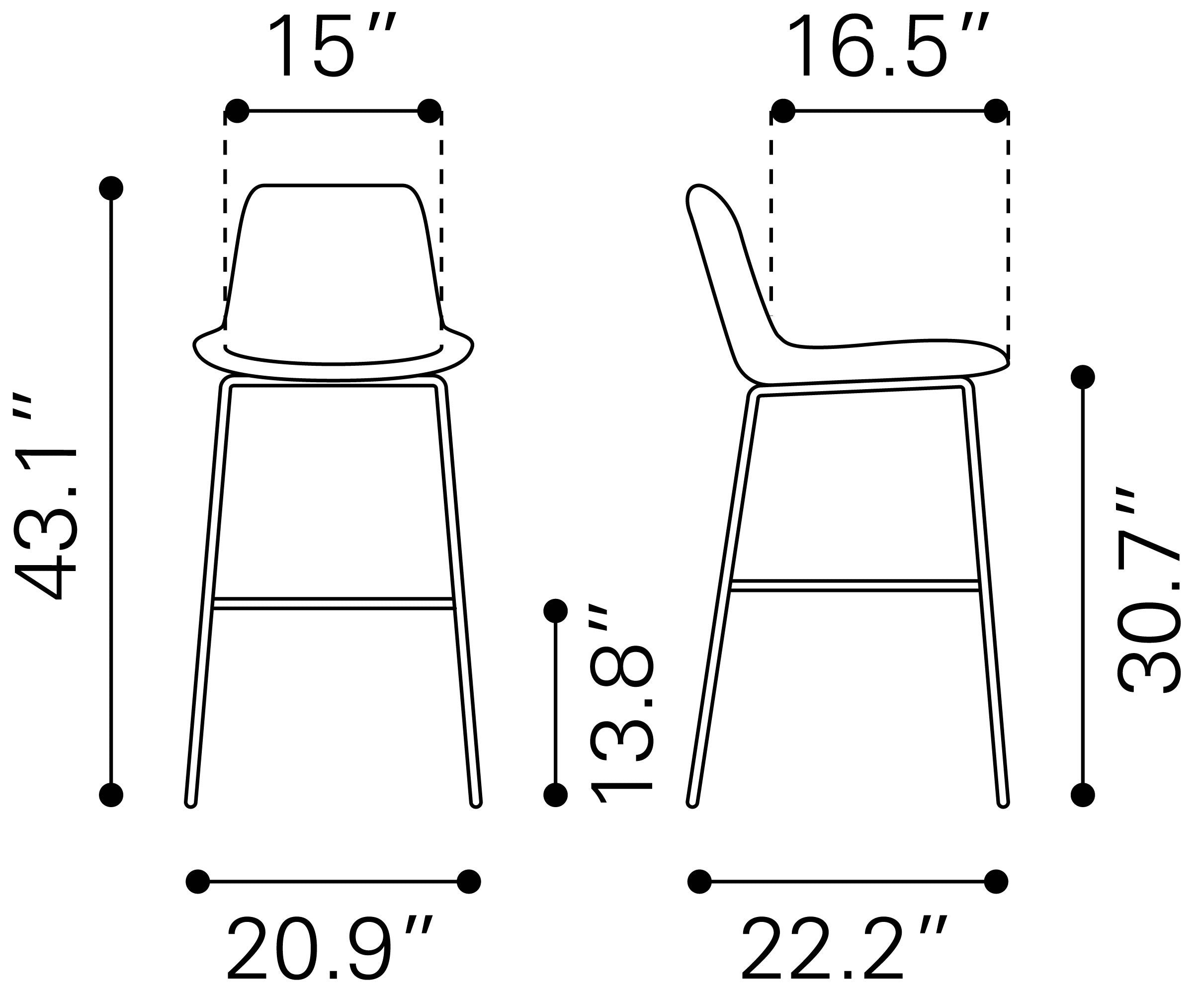 Zuo Modern Byron Barstool in Brown/Gray/White