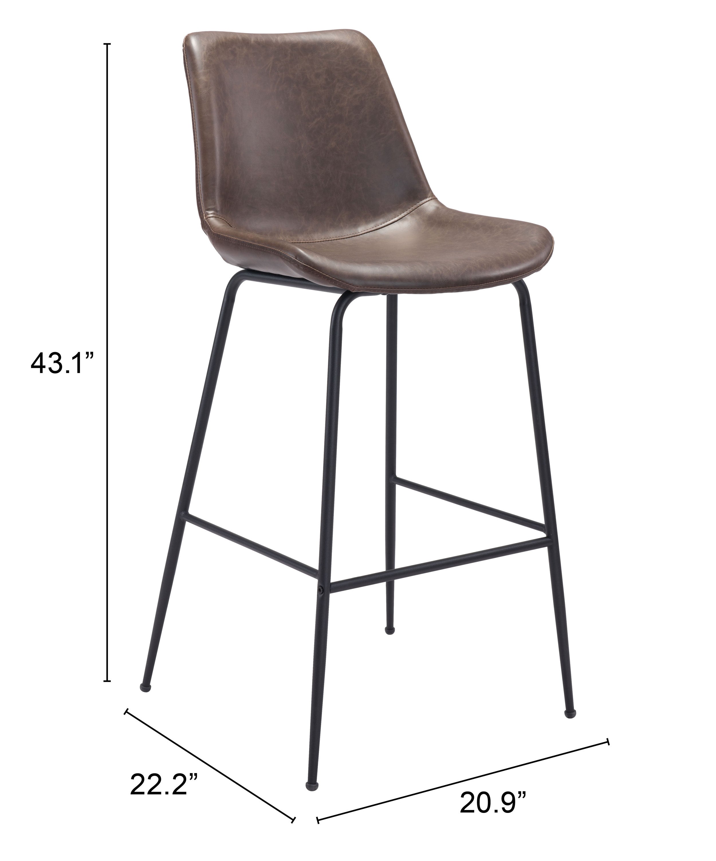 Zuo Modern Byron Barstool in Brown/Gray/White