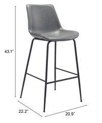 Zuo Modern Byron Barstool in Brown/Gray/White