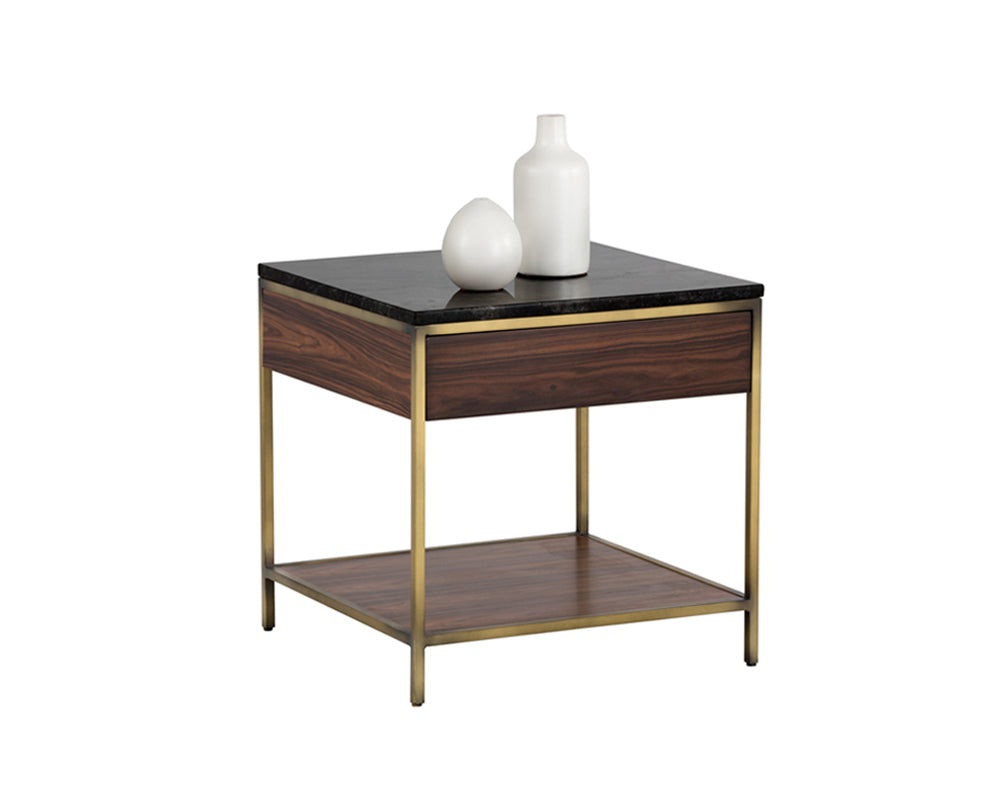 Sunpan Stamos End Table - Gold - Zebra Brown