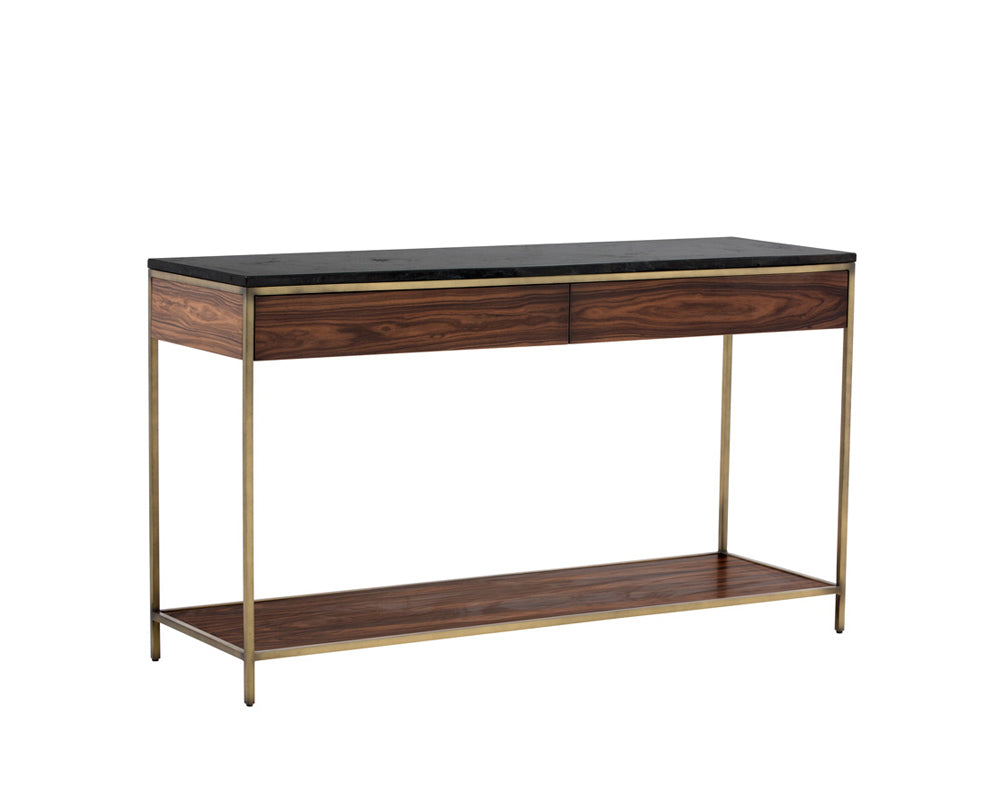 Sunpan Stamos Console Table - Gold - Zebra Brown
