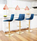 Zuo Modern Prima Barstool Dark Blue and Gold