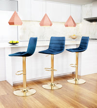 Zuo Modern Prima Barstool Dark Blue and Gold