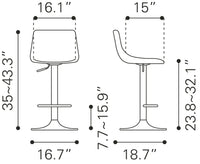 Zuo Modern Prima Barstool Dark Blue and Gold