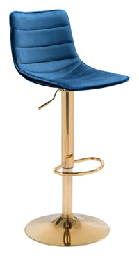 Zuo Modern Prima Barstool Dark Blue and Gold