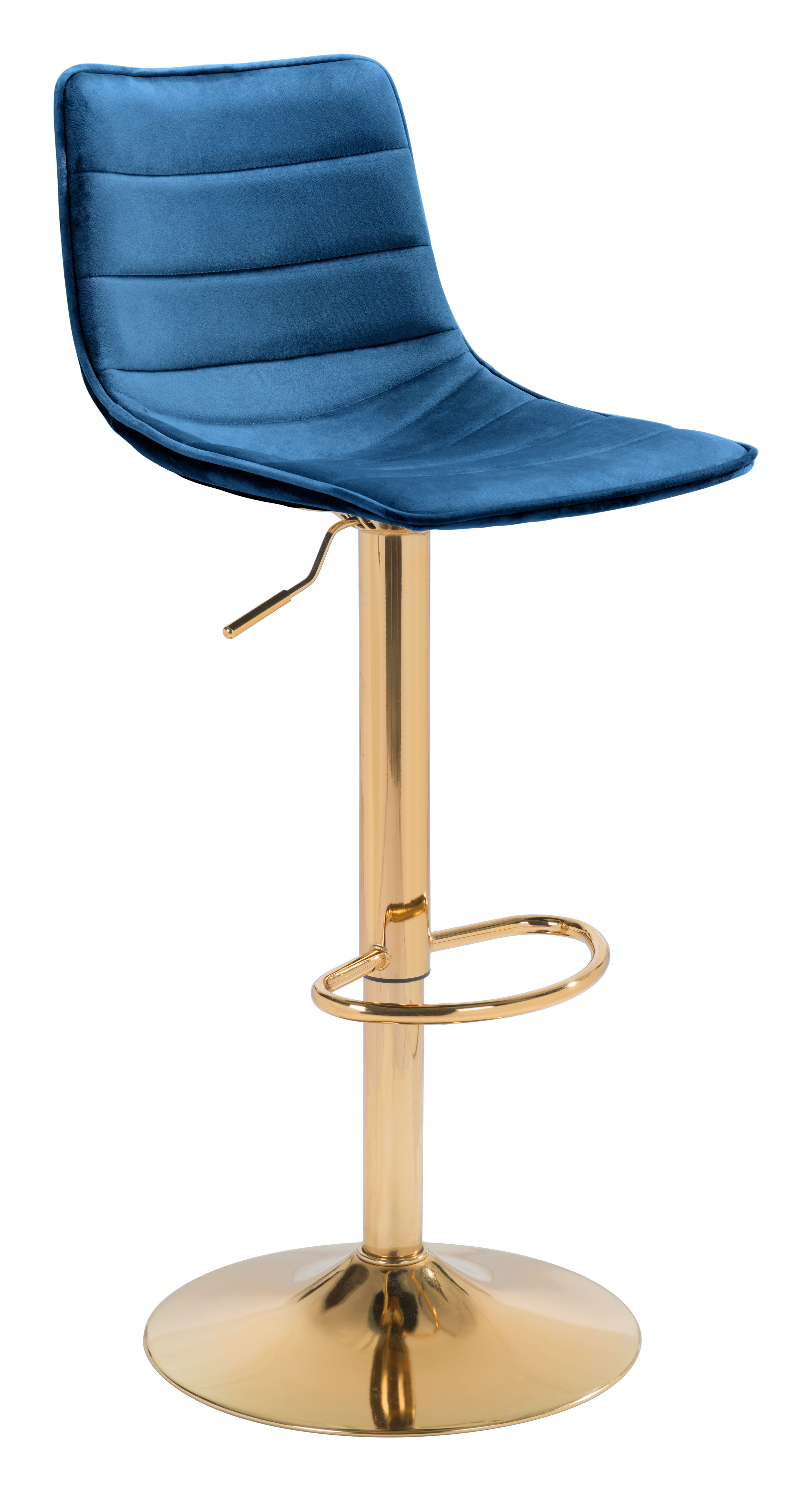 Zuo Modern Prima Barstool Dark Blue and Gold