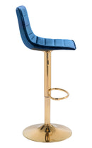 Zuo Modern Prima Barstool Dark Blue and Gold