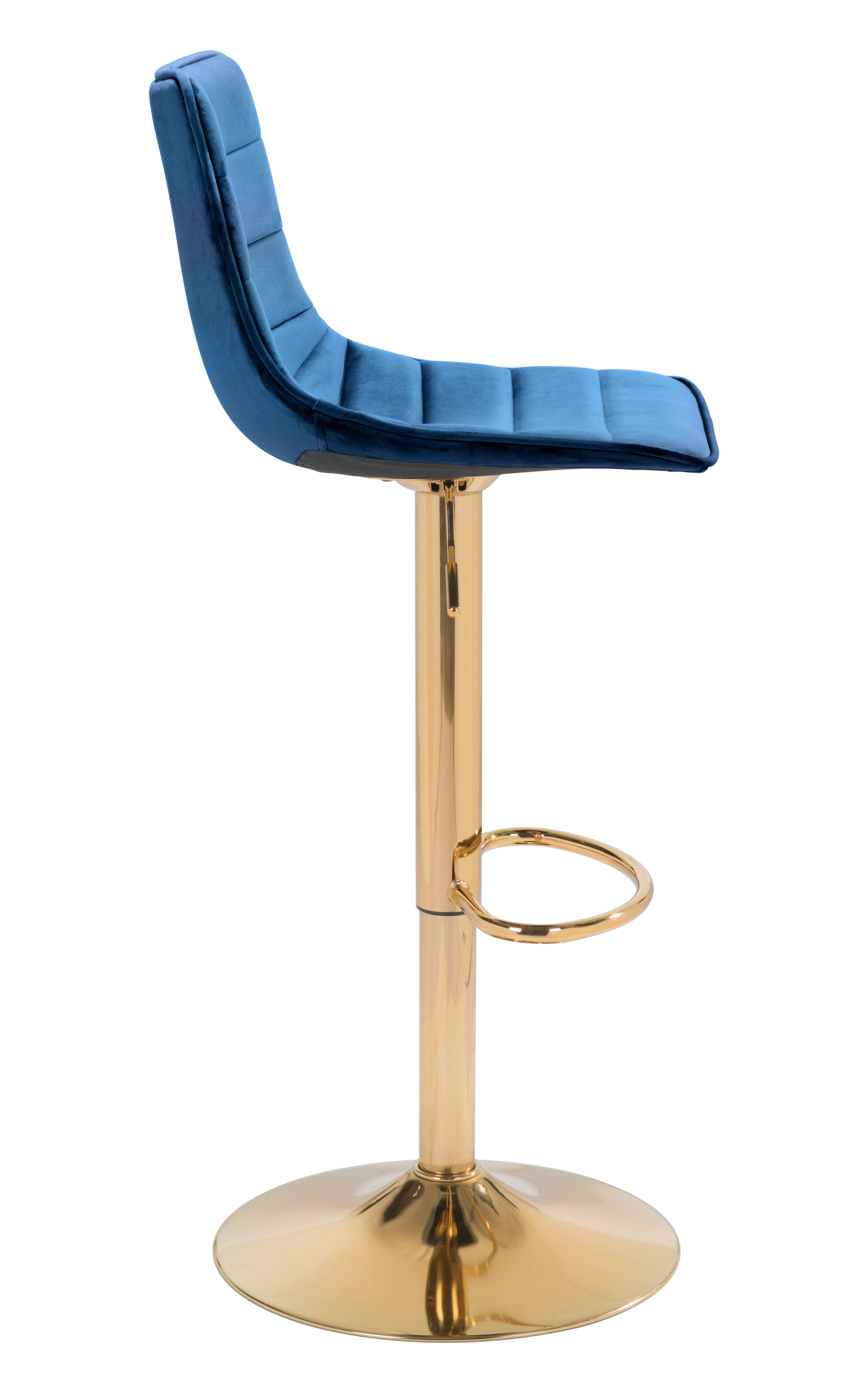 Zuo Modern Prima Barstool Dark Blue and Gold