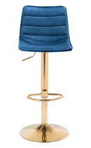 Zuo Modern Prima Barstool Dark Blue and Gold