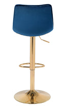 Zuo Modern Prima Barstool Dark Blue and Gold