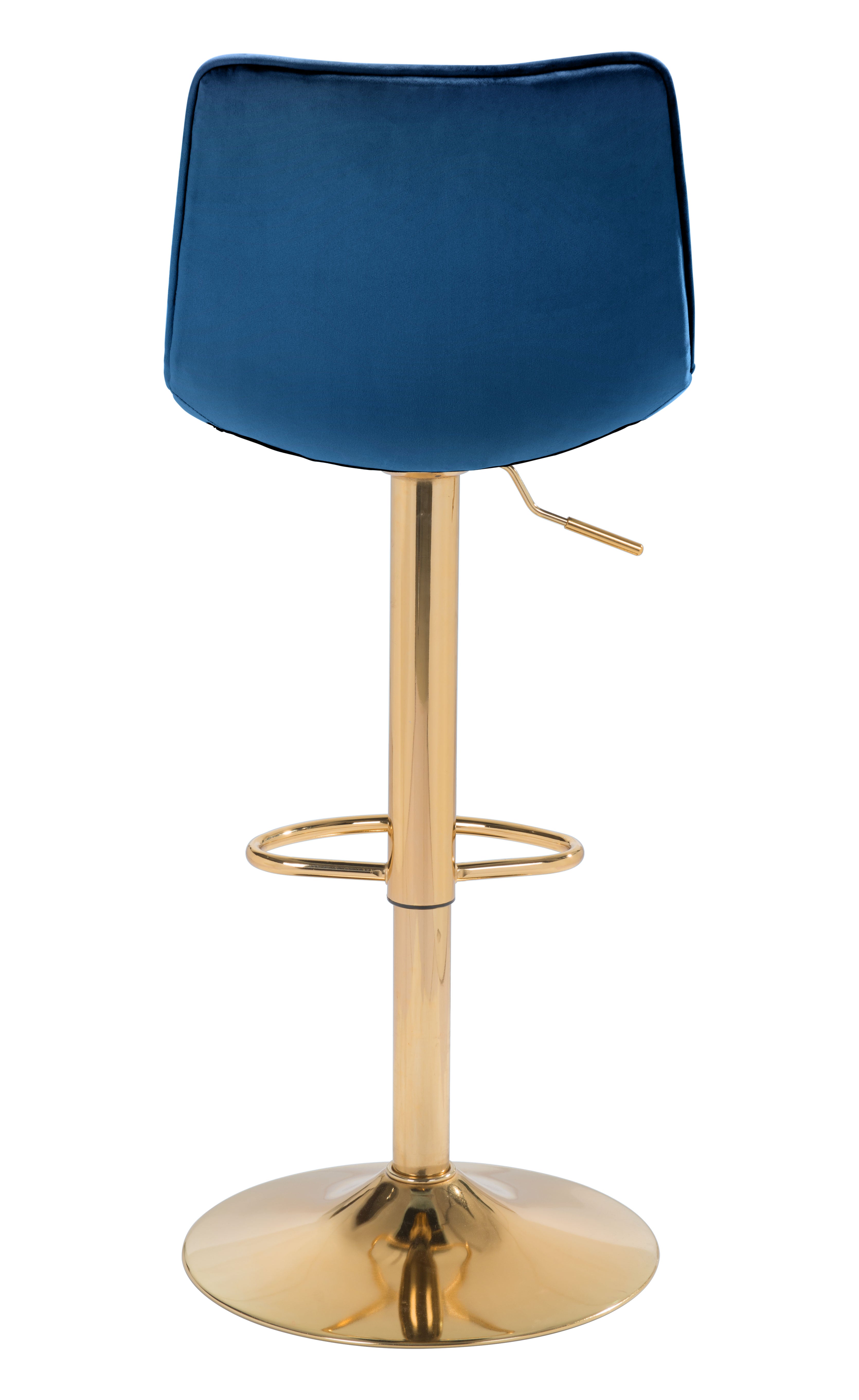 Zuo Modern Prima Barstool Dark Blue and Gold