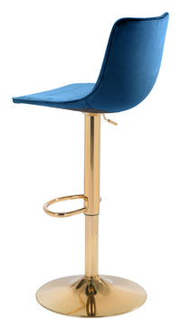 Zuo Modern Prima Barstool Dark Blue and Gold