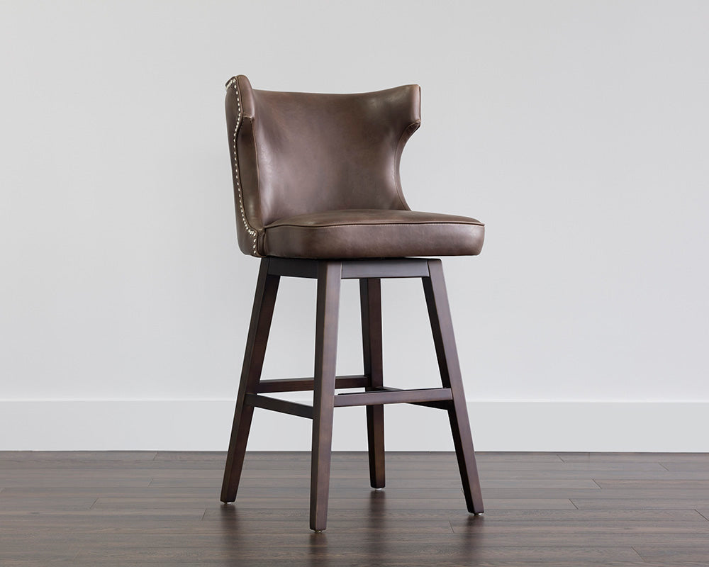 Sunpan Neville Swivel Barstool - Havana Dark Brown/Tobacco Tan
