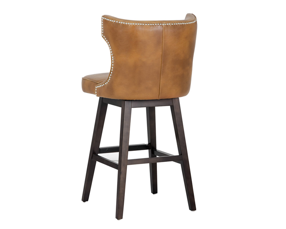 Sunpan Neville Swivel Barstool - Havana Dark Brown/Tobacco Tan