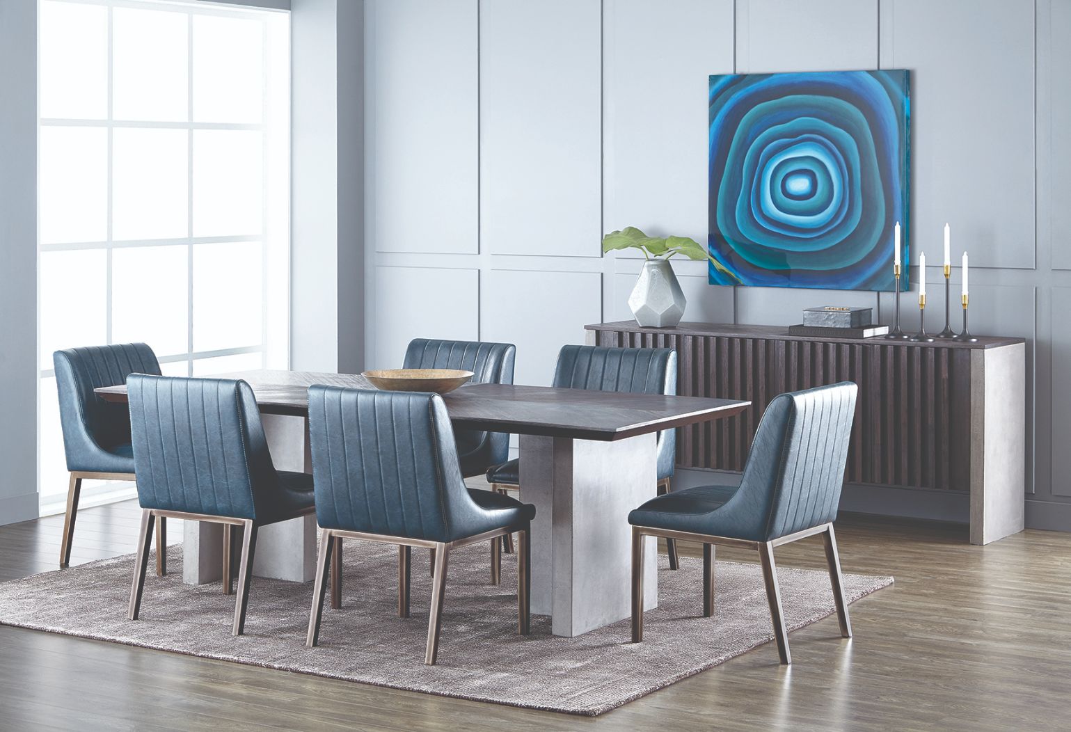 Sunpan Halden Dining Chair - Beige Linen/Bravo Cream/Bravo Metal/Vintage Black/Vintage Blue/Vintage Cognac-Set of Two