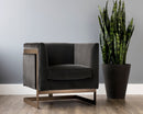 SUNPAN Soho Armchair in Giotto Shale Grey and Antique Brass Frame