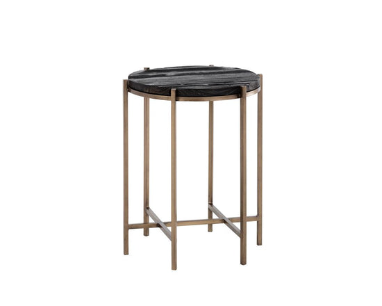 SUNPAN Rohan End Table - Antique Brass - Darkbrown