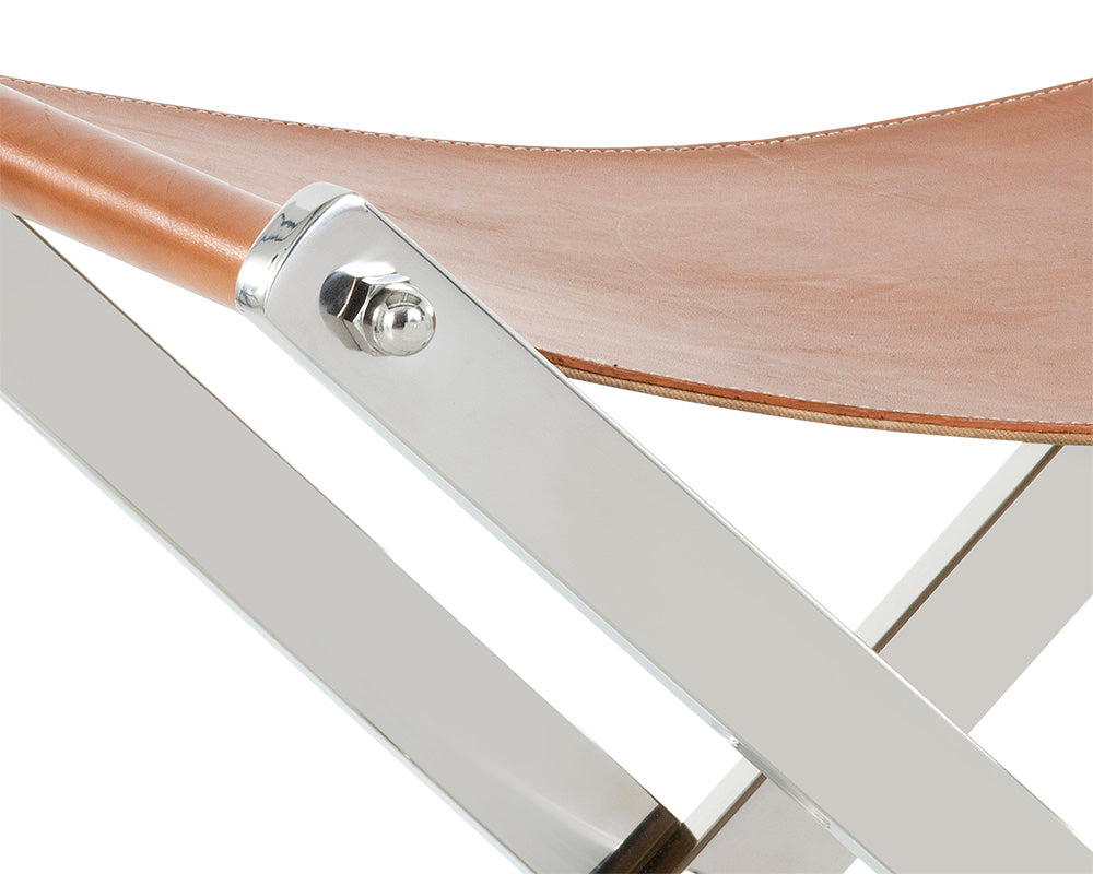 Sunpan Ryder Stool With Stainless Steel Frame in Tan