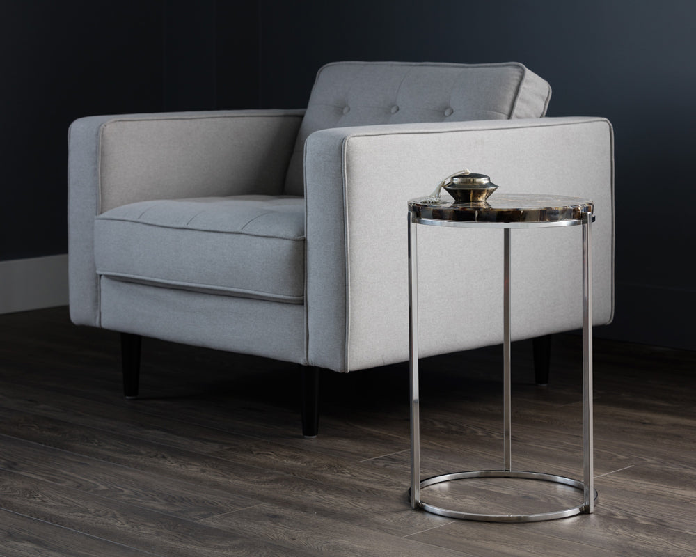 Sunpan Tillie End Table - Brass and Natural Agate Stone/Stainless Steel and Black Agate Stone