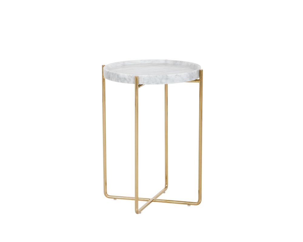 Sunpan Liv Side Table - White Marble
