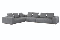 Sunpan Flora Sectional With Antique Brass Frame in Milestone Charcoal