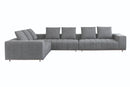 Sunpan Flora Sectional With Antique Brass Frame in Milestone Charcoal