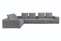 Sunpan Flora Sectional With Antique Brass Frame in Milestone Charcoal