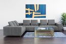Sunpan Flora Sectional With Antique Brass Frame in Milestone Charcoal