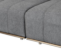 Sunpan Flora Sectional With Antique Brass Frame in Milestone Charcoal