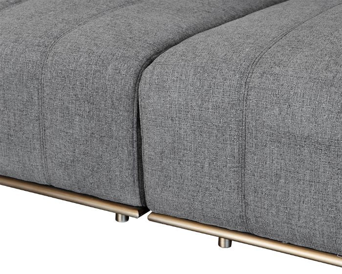 Sunpan Flora Sectional With Antique Brass Frame in Milestone Charcoal